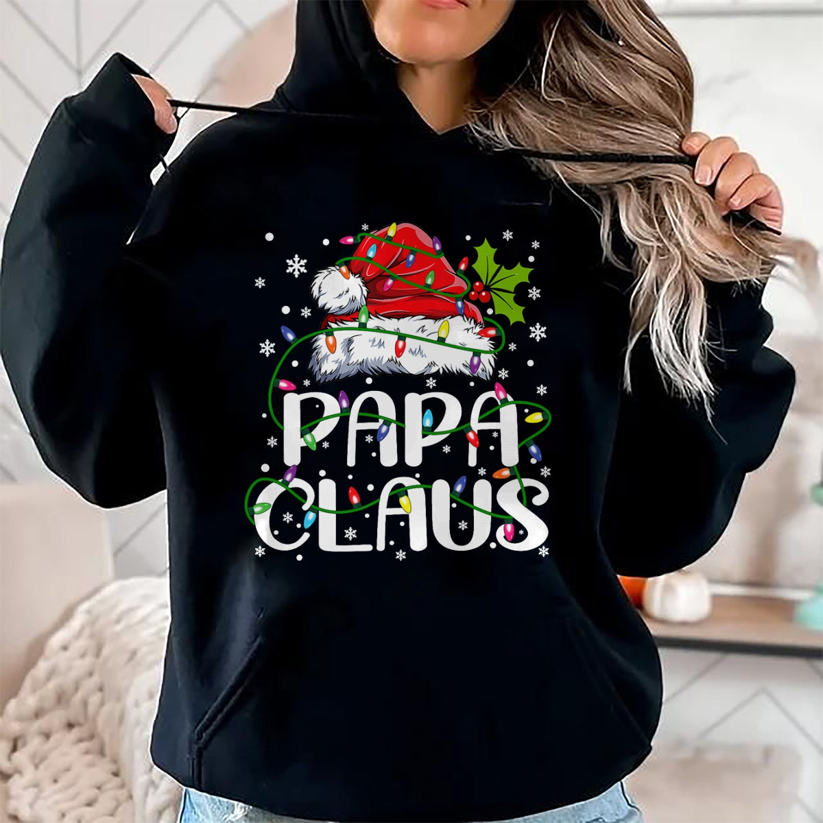 Christmas Shirts for Family, Funny christmas shirts, Christmas Unisex T-Shirt/Hoodie/Sweatshirt HLT00 - Papa Claus Christmas Lights Pajama Family Matching T-Shirt