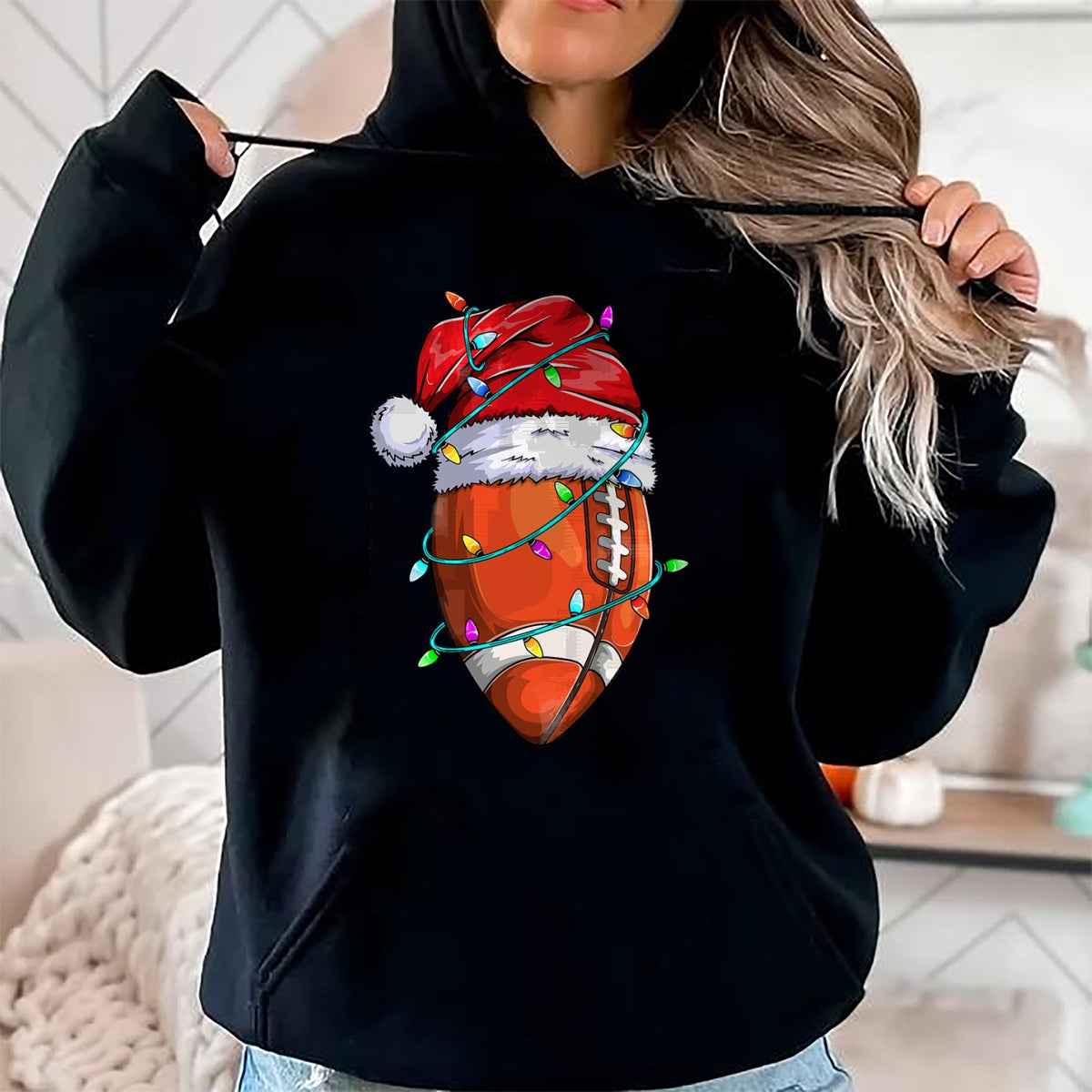 Christmas Shirts for Family, Funny christmas shirts, Christmas Unisex T-Shirt/Hoodie/Sweatshirt HLT00 - Santa Sports Design For Men Boys Christmas Football Player T-Shirt