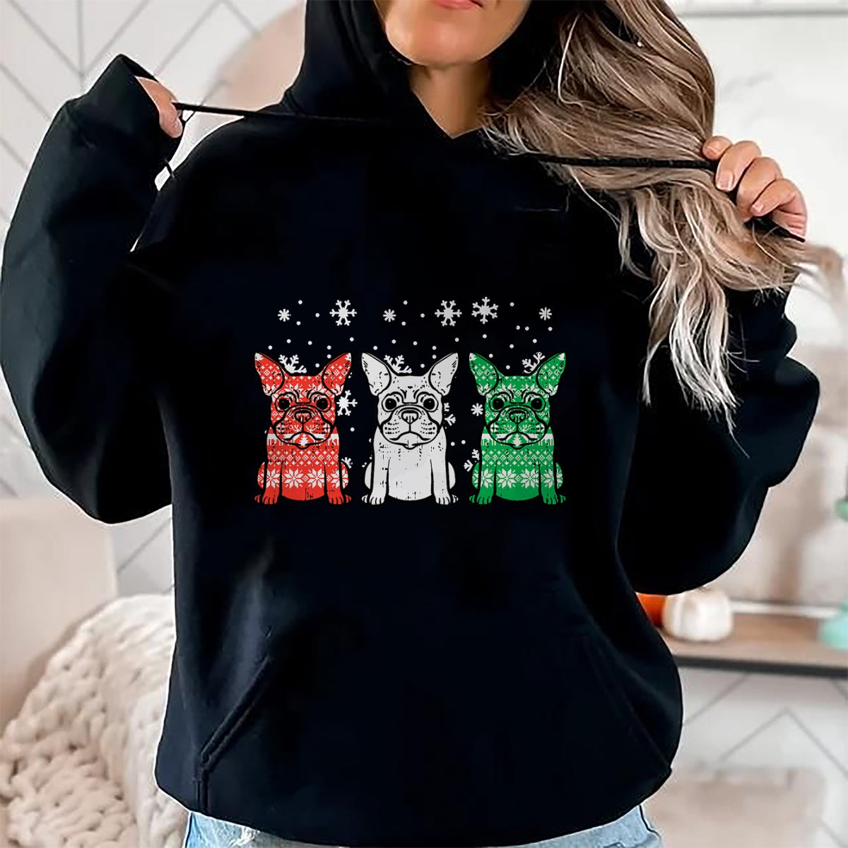 Christmas Shirts for Family, Funny christmas shirts, Christmas Unisex T-Shirt/Hoodie/Sweatshirt HLT00 - Christmas French Bulldogs Xmas Frenchie Dog Men Women Kids T-Shirt