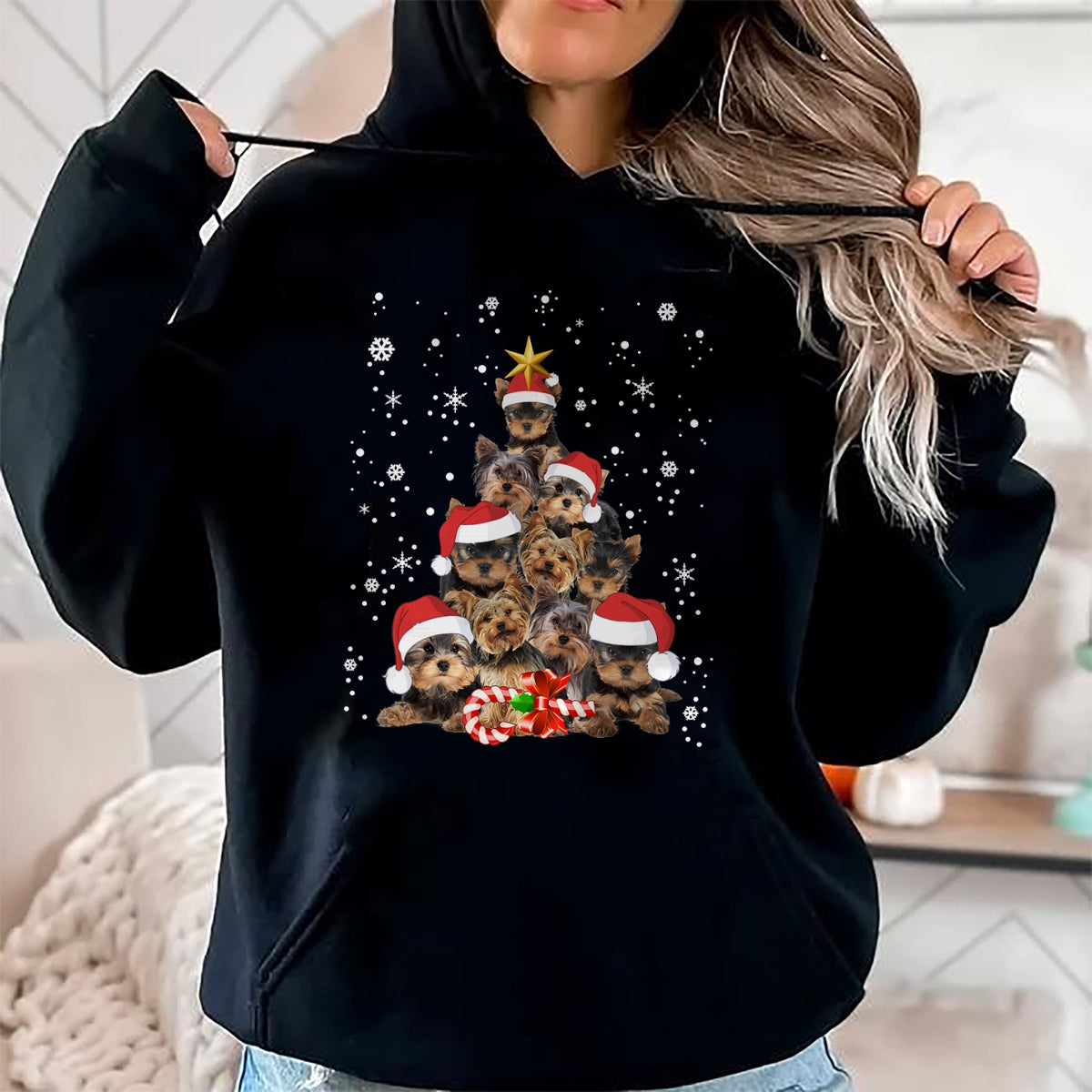 Christmas Shirts for Family, Funny christmas shirts, Christmas Unisex T-Shirt/Hoodie/Sweatshirt HLT00 - Yorkie Dogs Tree Christmas Sweater Xmas Pet Animal Dog Lover T-Shirt