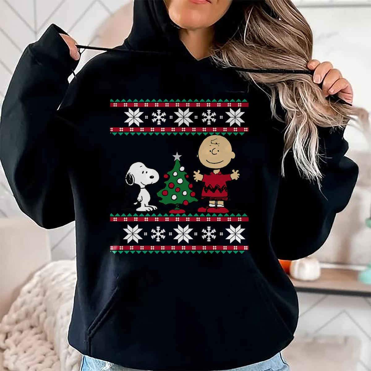 Christmas Shirts for Family, Funny christmas shirts, Christmas Unisex T-Shirt/Hoodie/Sweatshirt HLT00 - Peanuts Snoopy and Charlie Christmas tree Short Sleeve T-Shirt Blue