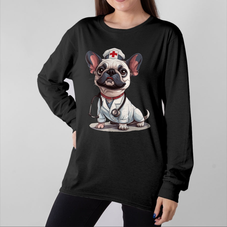 Best Doctor Shirt, Funny Doctor UnisexT-Shirt/Hoodie/Sweatshirt HLT00 - French Bulldog Nurse Dog Doctor Stethoscope T-Shirt