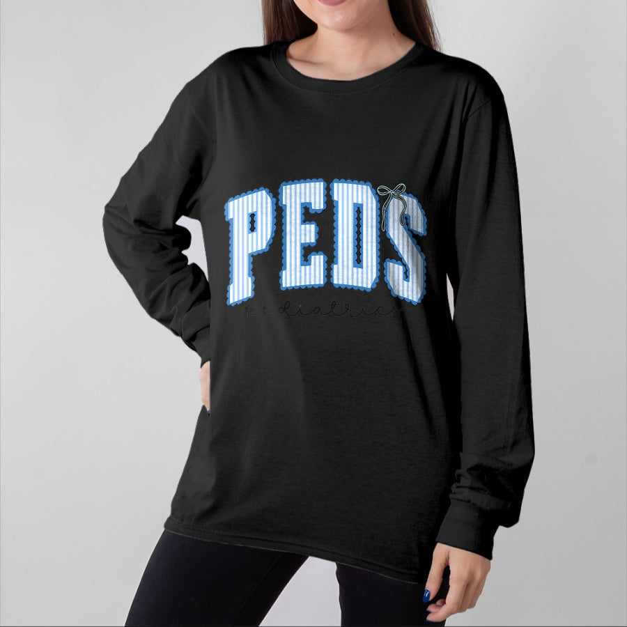 Best Doctor Shirt, Funny Doctor UnisexT-Shirt/Hoodie/Sweatshirt HLT00 - Pediatric Nurse PEDS Blue Striped PEDS MA Er ICU Doctor T-Shirt