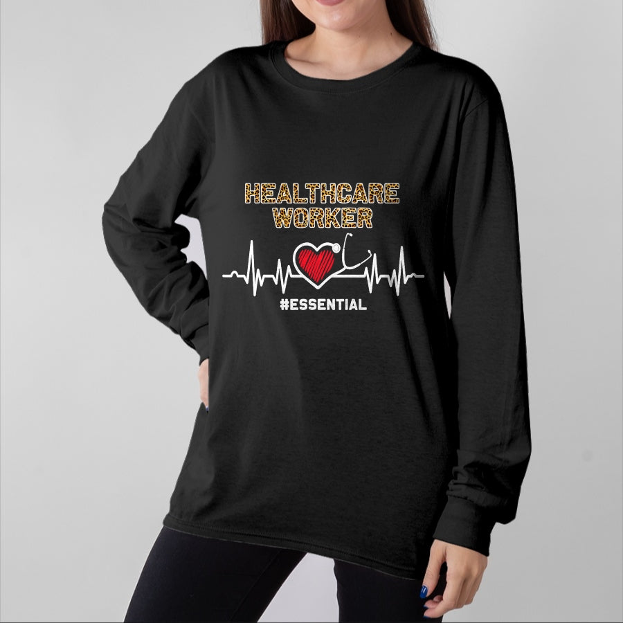 Best Doctor Shirt, Funny Doctor UnisexT-Shirt/Hoodie/Sweatshirt HLT00 - Healthcare Worker Essential Heartbeat Nursing Leopard T-Shirt