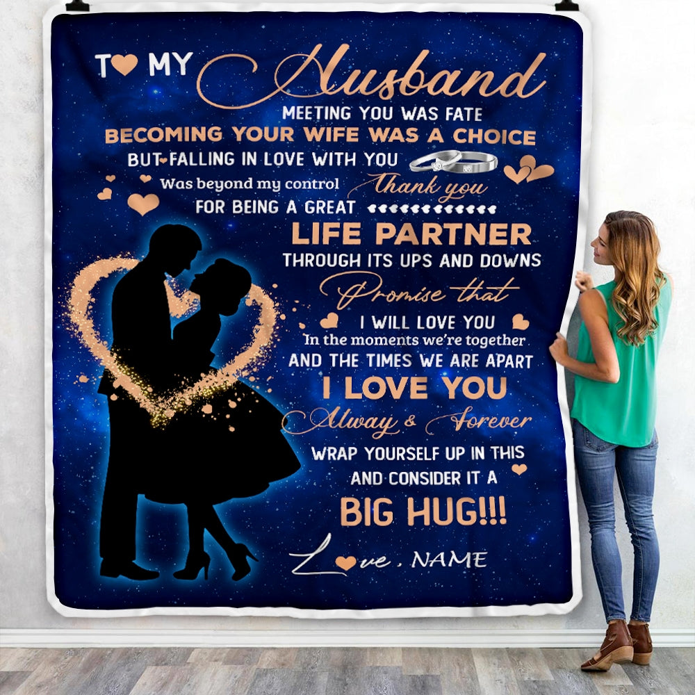 To My Husband Blanket From Wife Thank you It A Big Hug Husband Anniversary Wedding Day Valentines Christmas Fleece Throw Blanket