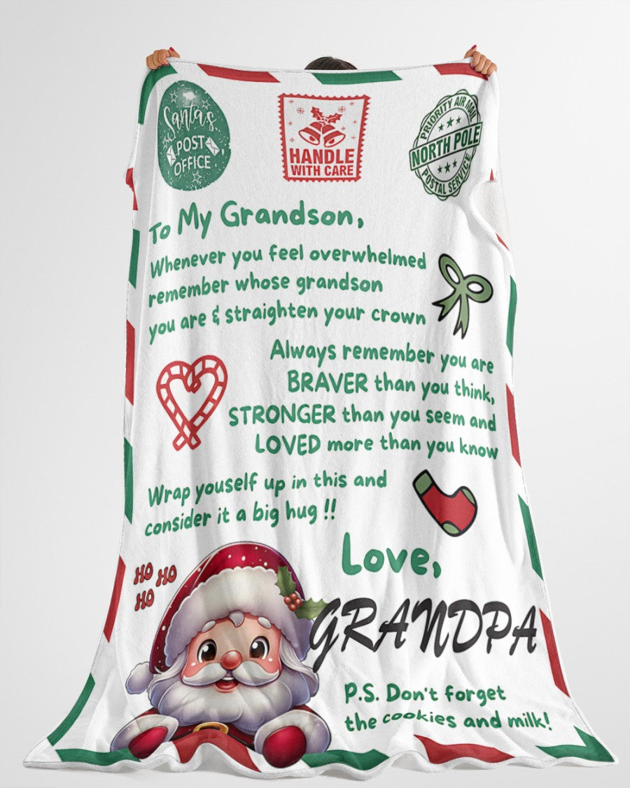 BLANKET FOR GRANDSON – COMFORT & WARMTH GIFT FROM GRANDPA Sherpa Fleece Quilt Blanket NTTD00 (SKUB10-182)