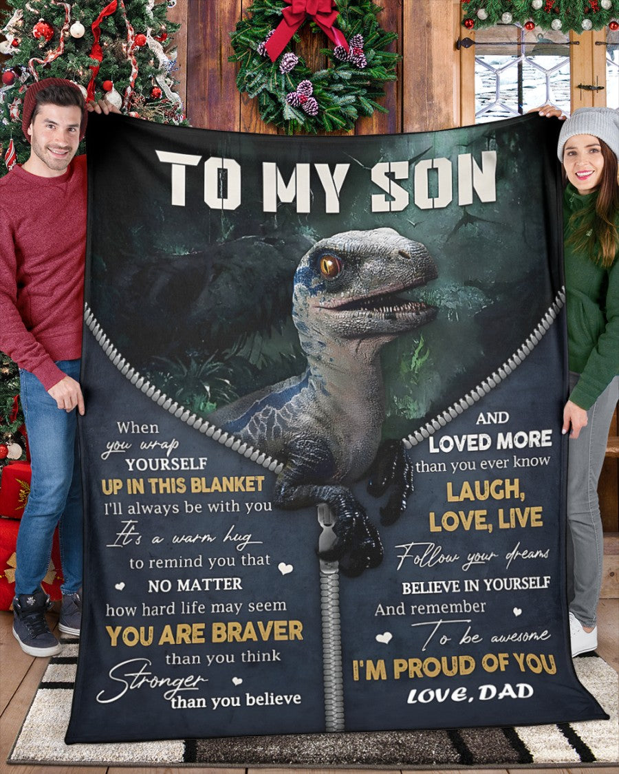 BLANKET FOR SON – COMFORT & WARMTH GIFT FROM DAD Sherpa Fleece Quilt Blanket NTTD00 (SKUB-BLK-DADS1)
