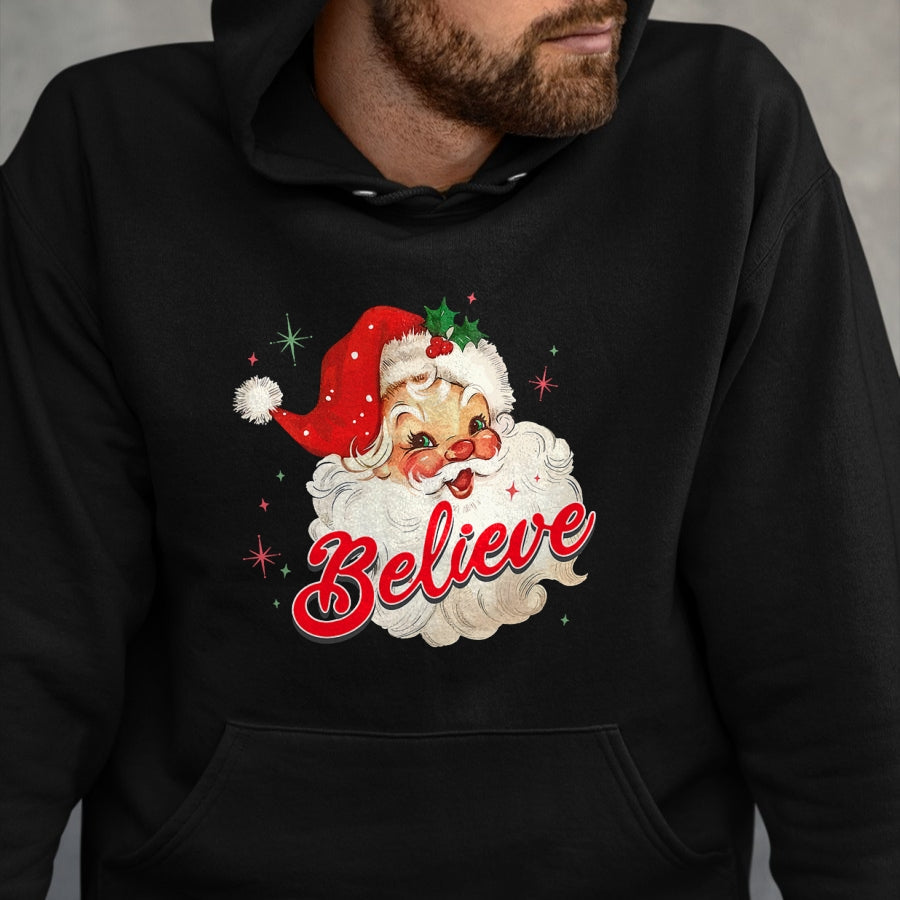 Vintage Santa Claus Believe Christmas Women Boys Girls T-Shirt - Christmas Unisex T-Shirt/Hoodie/Sweatshirt - TRNN00