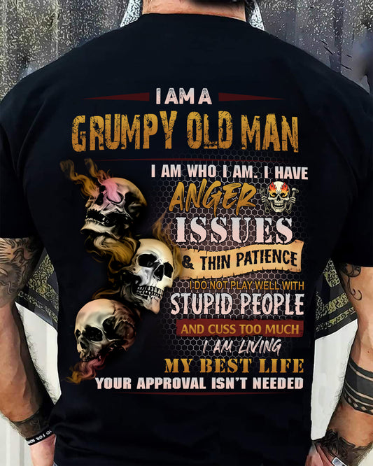 Grumpy Old Man T-Shirt - Funny Skull Anger Issues Tee - For Strongman TRNN00 (SKU08-67-00)