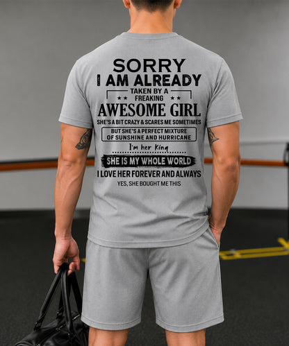 SORRY I AM ALREADY TAKEN BY FREAKING AWESOME WIFE - Waffle casual suit I GIFT FOR HUSBAND FROM WIFE - A09-739 I TRNN00 (SKU2607-76-00)