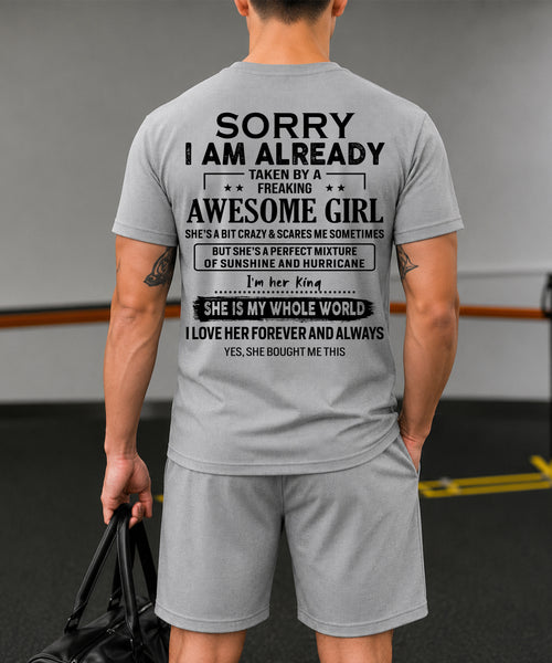 SORRY I AM ALREADY TAKEN BY FREAKING AWESOME WIFE - Waffle casual suit I GIFT FOR HUSBAND FROM WIFE - A09-739 I TRNN00 (SKU2607-76-00)