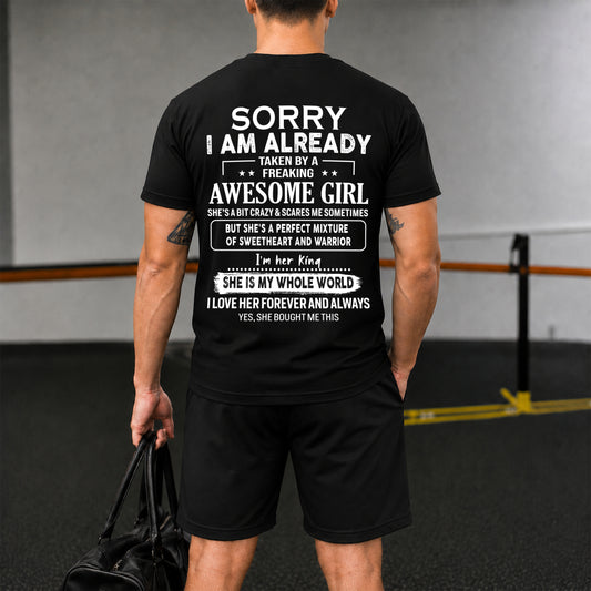 SORRY I AM ALREADY TAKEN BY FREAKING AWESOME WIFE - Waffle casual suit I GIFT FOR HUSBAND FROM WIFE - A09-739 I TRNN00 (SKU2607-75-00)