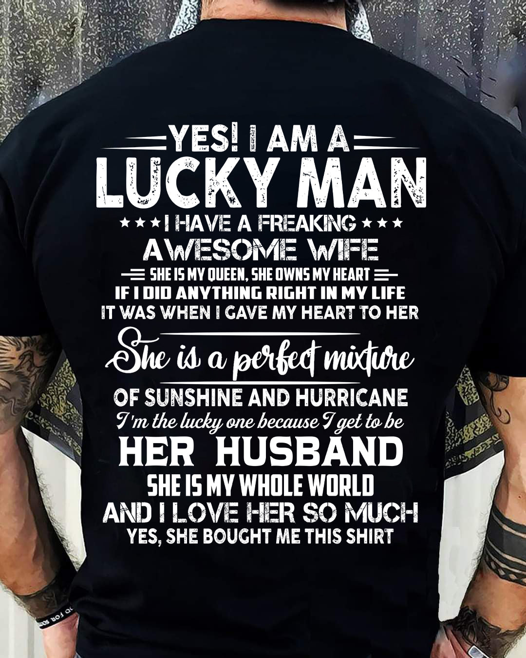 YES I AM A LUCKY MAN OF AWESOME WIFE - GIFT TO HUSBAND FROM WIFE - TRNN00 (SKU26T-01-20-00)