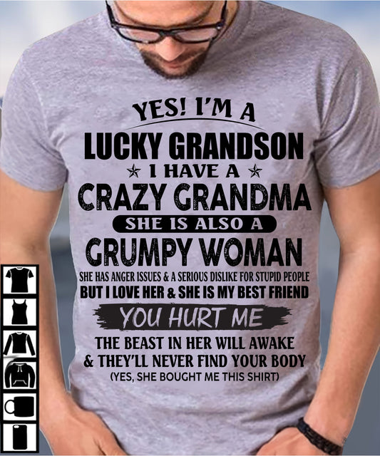 LUCKY GRANDSON OF CRAZY GRANDMA -  PERFECT GIFT FROM GRANDMA - TRNN00 (SKU12-113-00)
