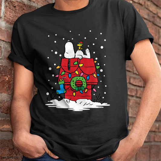 Christmas Shirts for Family, Funny christmas shirts, Christmas Unisex T-Shirt/Hoodie/Sweatshirt HLT00 - Peanuts Snoopy and Woodstock Stocking Long Sleeve T-Shirt