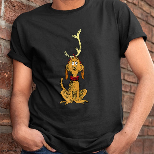 Christmas Shirts for Family, Funny christmas shirts, Christmas Unisex T-Shirt/Hoodie/Sweatshirt HLT00 - Dr. Seuss mens Classic Dr Seuss Reindeer Max T shirt, Black, Small US
