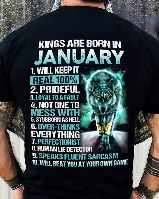 JANUARY – Kings Are Born, Strong Like Wolves, Loyal To The Core - T Shirt For Strongman - TRNN01 (SKU2602-124-01)