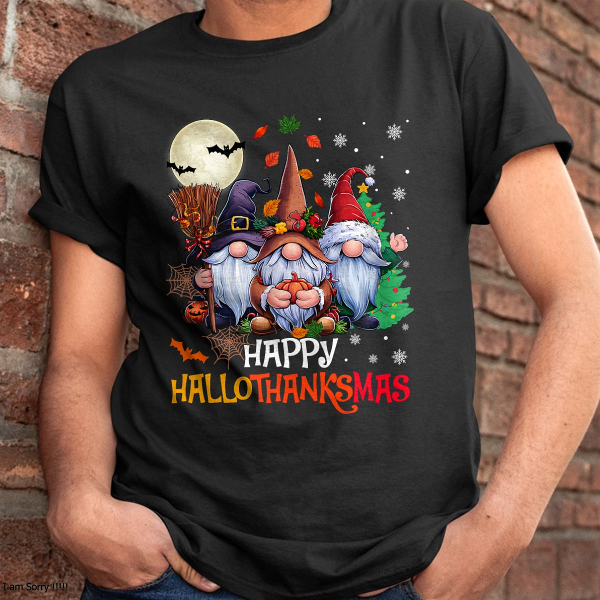 Christmas Shirts for Family, Funny christmas shirts, Christmas Unisex T-Shirt/Hoodie/Sweatshirt HLT00 - Happy Hallothanksmas Gnomes Lover Halloween Merry Christmas T-Shirt