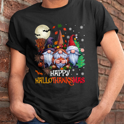 Christmas Shirts for Family, Funny christmas shirts, Christmas Unisex T-Shirt/Hoodie/Sweatshirt HLT00 - Happy Hallothanksmas Gnomes Lover Halloween Merry Christmas T-Shirt