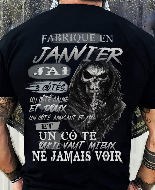 Fabriqué en Janvier – J’ai 3 Côtés | T-Shirt Homme Caractère Fort - TRNN01 (SKU26T-01174-01)
