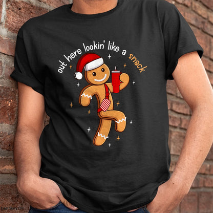 Christmas Shirts for Family, Funny christmas shirts, Christmas Unisex T-Shirt/Hoodie/Sweatshirt HLT00 - Out Here Looking Like A Snack Funny BouJee Xmas Gingerbread T-Shirt