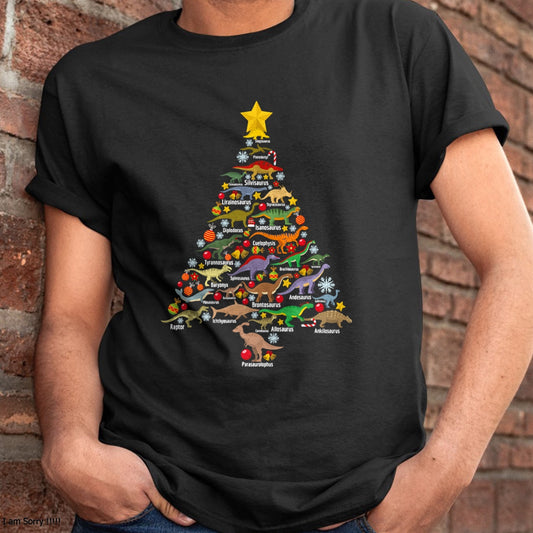 Christmas Shirts for Family, Funny christmas shirts, Christmas Unisex T-Shirt/Hoodie/Sweatshirt HLT00 - Dinosaur Christmas Tree Dino TRex Paleontologist Xmas Men T-Shirt