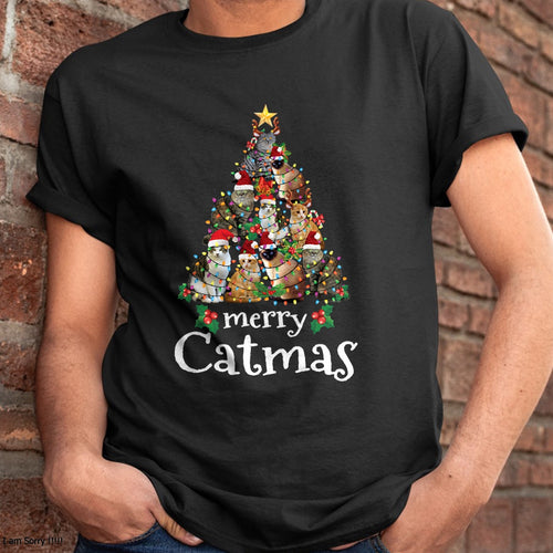 Christmas Shirts for Family, Funny christmas shirts, Christmas Unisex T-Shirt/Hoodie/Sweatshirt HLT00 - Merry Catmas Funny Cat Mom Cat Dad Christmas Cat T-Shirt