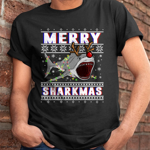 Christmas Shirts for Family, Funny christmas shirts, Christmas Unisex T-Shirt/Hoodie/Sweatshirt HLT00 - Funny Sharkmas Shark Ugly Christmas Sweaters T-Shirt