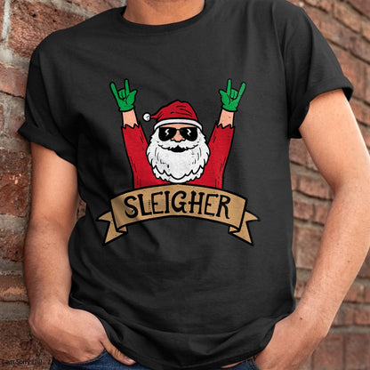 Christmas Shirts for Family, Funny christmas shirts, Christmas Unisex T-Shirt/Hoodie/Sweatshirt HLT00 - Christmas Sleigher Santa Rock Xmas Rocker Men Women Kids Boy T-Shirt