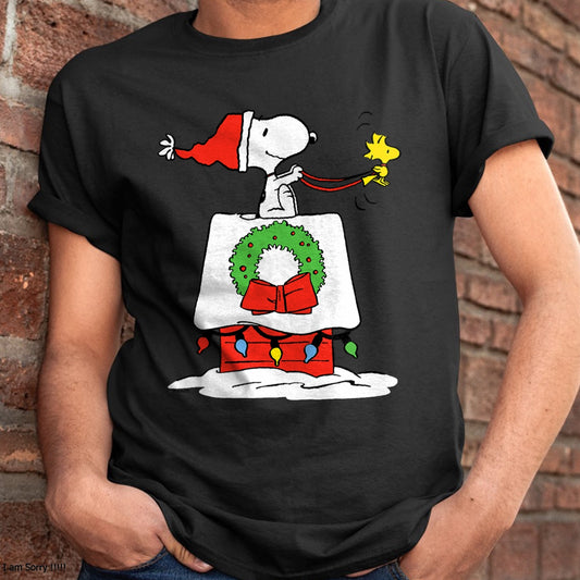 Christmas Shirts for Family, Funny christmas shirts, Christmas Unisex T-Shirt/Hoodie/Sweatshirt HLT00 - Peanuts Holiday Snoopy_s Doghouse Sleigh T-Shirt