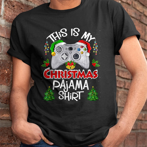 Christmas Shirts for Family, Funny christmas shirts, Christmas Unisex T-Shirt/Hoodie/Sweatshirt HLT00 - This is My Christmas Pajama Santa Hat Gamer Video Games T-Shirt