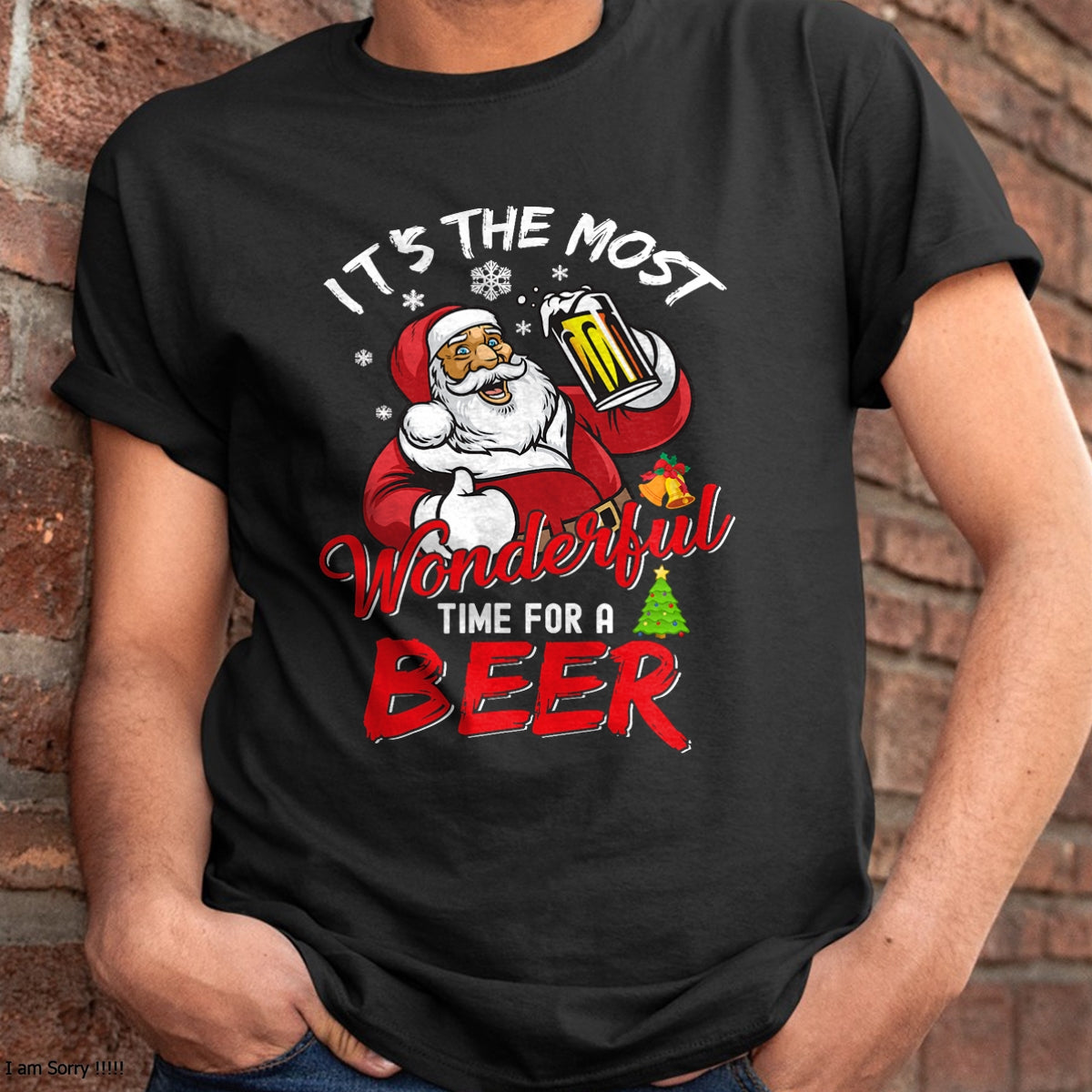 Christmas Shirts for Family, Funny christmas shirts, Christmas Unisex T-Shirt/Hoodie/Sweatshirt HLT00 - Funny Christmas Santa Claus Drinking Beer Wonderful Time T-Shirt