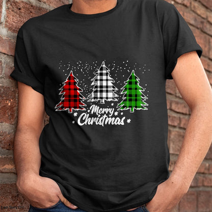 Christmas Shirts for Family, Funny christmas shirts, Christmas Unisex T-Shirt/Hoodie/Sweatshirt HLT00 - Merry Christmas Tree Xmas Buffalo Plaid Red White Green T-Shirt