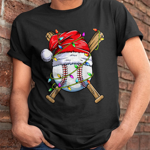 Christmas Shirts for Family, Funny christmas shirts, Christmas Unisex T-Shirt/Hoodie/Sweatshirt HLT00 - Santa Sports Design For Men Boys Christmas Baseball Player T-Shirt