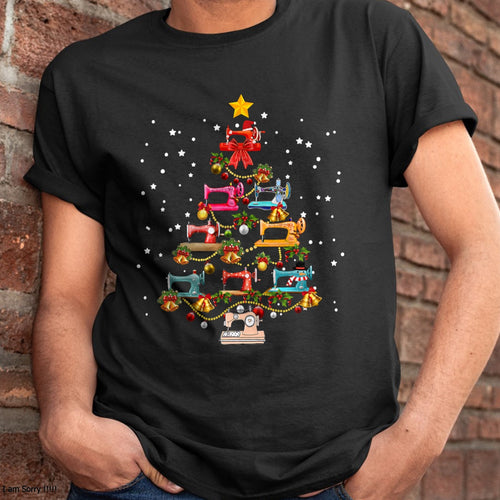 Christmas Shirts for Family, Funny christmas shirts, Christmas Unisex T-Shirt/Hoodie/Sweatshirt HLT00 - Funny Sewing Machine Christmas Tree Christmas Ornament Women T-Shirt