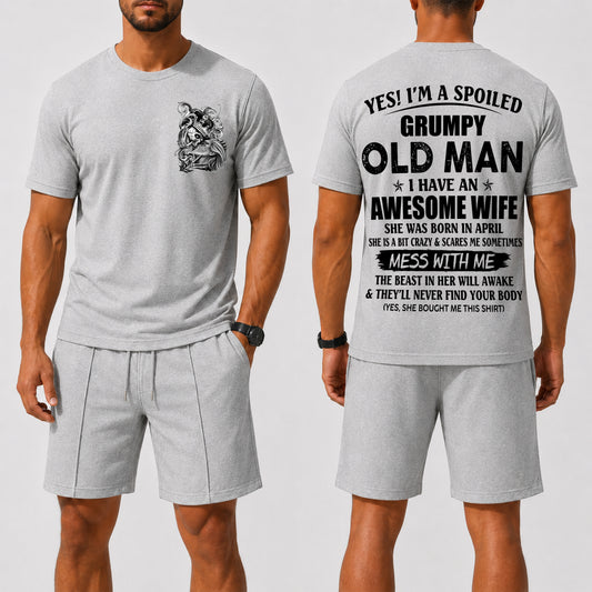 APRIL - YES! I'M A SPOILED GRUPMY OLD MAN - Waffle casual suit I GIFT FOR HUSBAND FROM WIFE - A09-739 I TRNN04 (SKU2607-17-04)