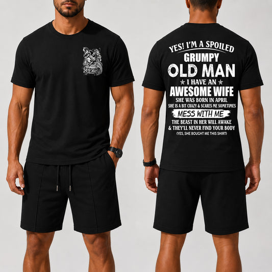 APRIL - YES! I'M A SPOILED GRUPMY OLD MAN - Waffle casual suit I GIFT FOR HUSBAND FROM WIFE - A09-739 I TRNN04 (SKU2607-24-04)