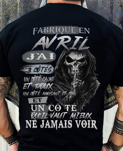 Fabriqué en Avril – J’ai 3 Côtés | T-Shirt Homme Caractère Fort - TRNN04 (SKU26T-01174-04)