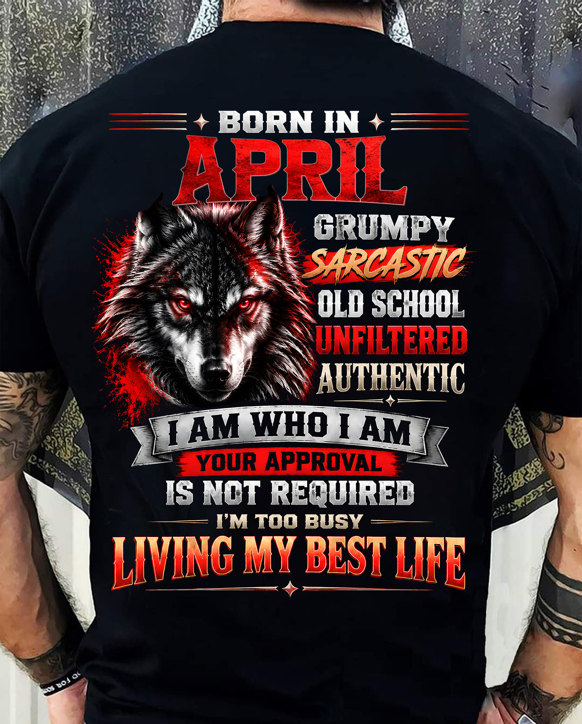 APRIL - Grumpy Sarcastic Old School - T Shirt For Strongman - TRNN04 (SKU2609-318-04)