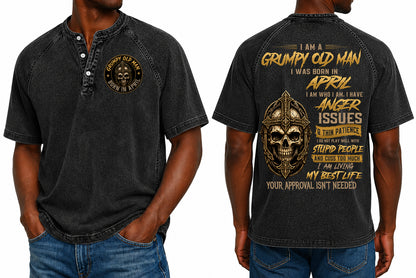 APRIL - I AM A GRUMPY OLD MAN - Washed Round Neck Polo - A09-741 I TRNN04 (SKU2607-138-04)