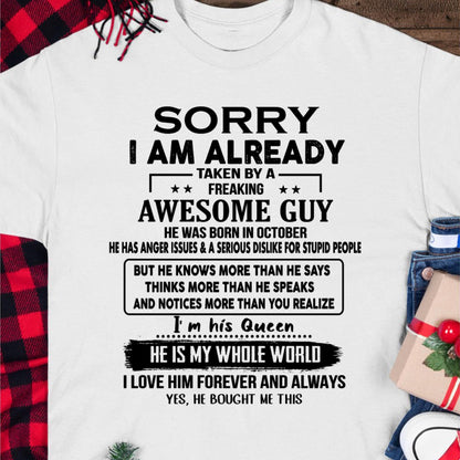 October - Awesome Guy - Perfect gift for your girlfriend or wife  From Husband - TRNN10 (SKUT08-11-10)