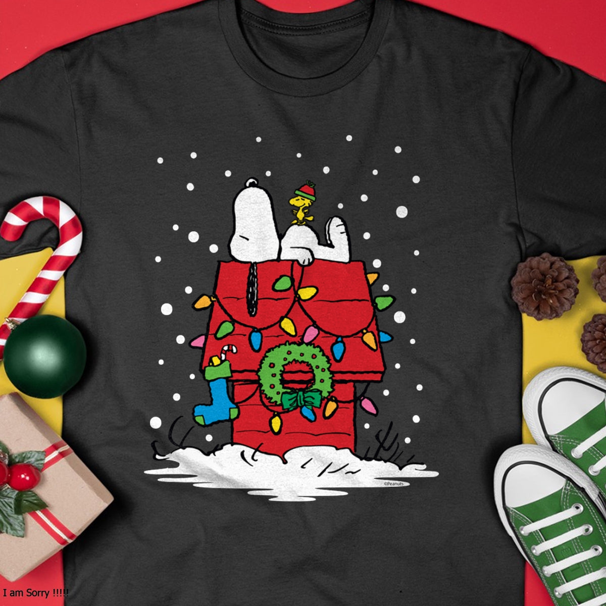 Christmas Shirts for Family, Funny christmas shirts, Christmas Unisex T-Shirt/Hoodie/Sweatshirt HLT00 - Peanuts Snoopy and Woodstock Stocking Long Sleeve T-Shirt