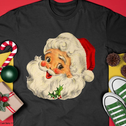 Christmas Shirts for Family, Funny christmas shirts, Christmas Unisex T-Shirt/Hoodie/Sweatshirt HLT00 - Vintage Christmas Santa Claus Face Funny Old Fashioned T-Shirt