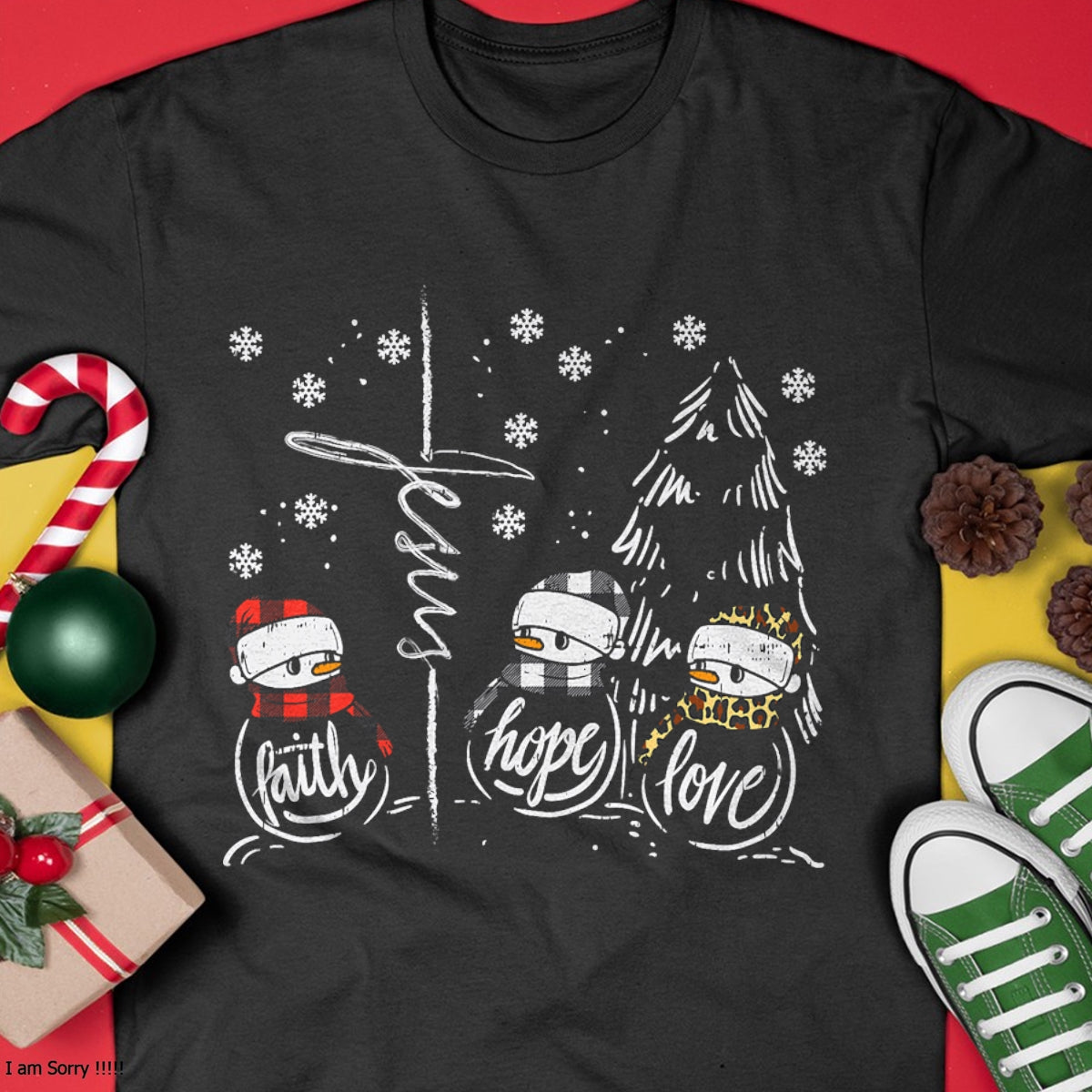 Christmas Shirts for Family, Funny christmas shirts, Christmas Unisex T-Shirt/Hoodie/Sweatshirt HLT00 -Faith Hope Love Jesus Snowman Plaid Leopard Christmas Gift T-Shirt