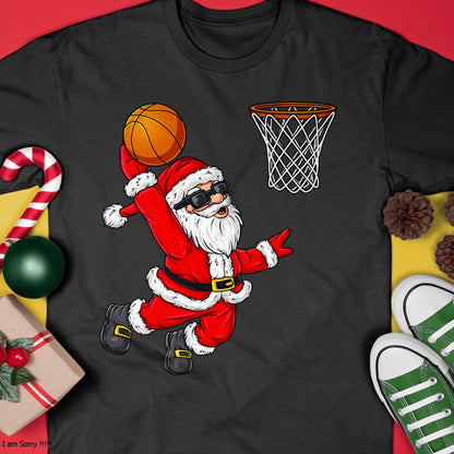 Christmas Santa Claus Dunking A Basketball Boys Kids Xmas T-Shirt - Christmas Unisex T-Shirt/Hoodie/Sweatshirt - TRNN00