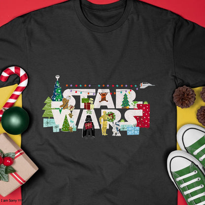 Christmas Shirts for Family, Funny christmas shirts, Christmas Unisex T-Shirt/Hoodie/Sweatshirt HLT00 - Star Wars Christmas Logo Holiday Celebration T-Shirt