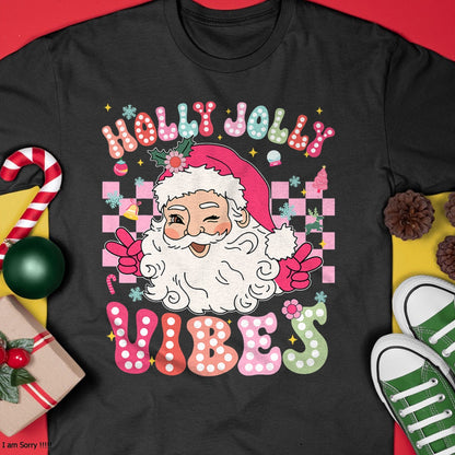Christmas Shirts for Family, Funny christmas shirts, Christmas Unisex T-Shirt/Hoodie/Sweatshirt HLT00 - Groovy Cute Santa Claus Christmas Vibes Xmas Girls Womens T-Shirt