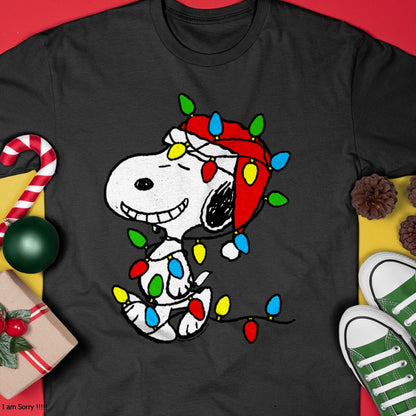 Christmas Shirts for Family, Funny christmas shirts, Christmas Unisex T-Shirt/Hoodie/Sweatshirt HLT00 - Peanuts - Christmas Snoopy X-Mas Lights Long Sleeve T-Shirt