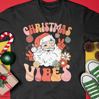 Christmas Shirts for Family, Funny christmas shirts, Christmas Unisex T-Shirt/Hoodie/Sweatshirt HLT00 - Vintage Groovy Santa Claus Christmas Vibes Womens Kids Girls T-Shirt