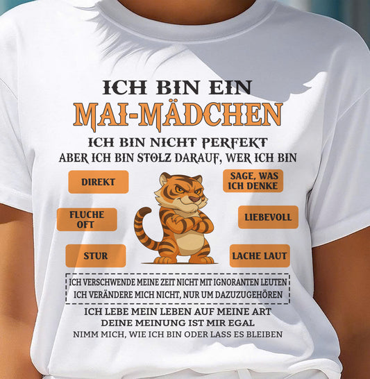 MAI – ICH BIN EIN MÄDCHEN – GEBURTSTAGS-T-SHIRT FÜR FRAUEN - DEU/TRNN05 (SKU2605-369-05)